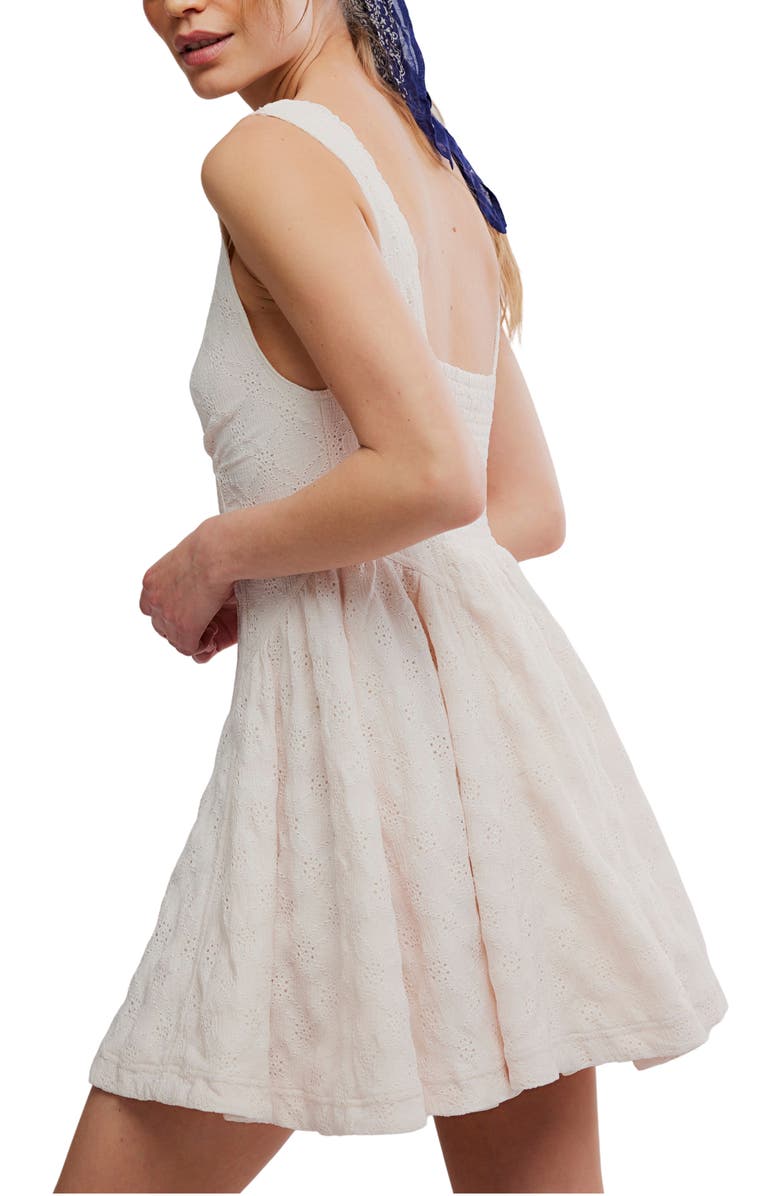 Free People Can't Help It Eyelet Embroidered Minidress, Alternate, color, Champagne Sugar Comb