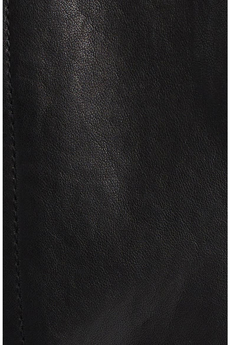 Knit Collar Lambskin Leather Bomber Jacket, Alternate, color, 0PA BLACK
