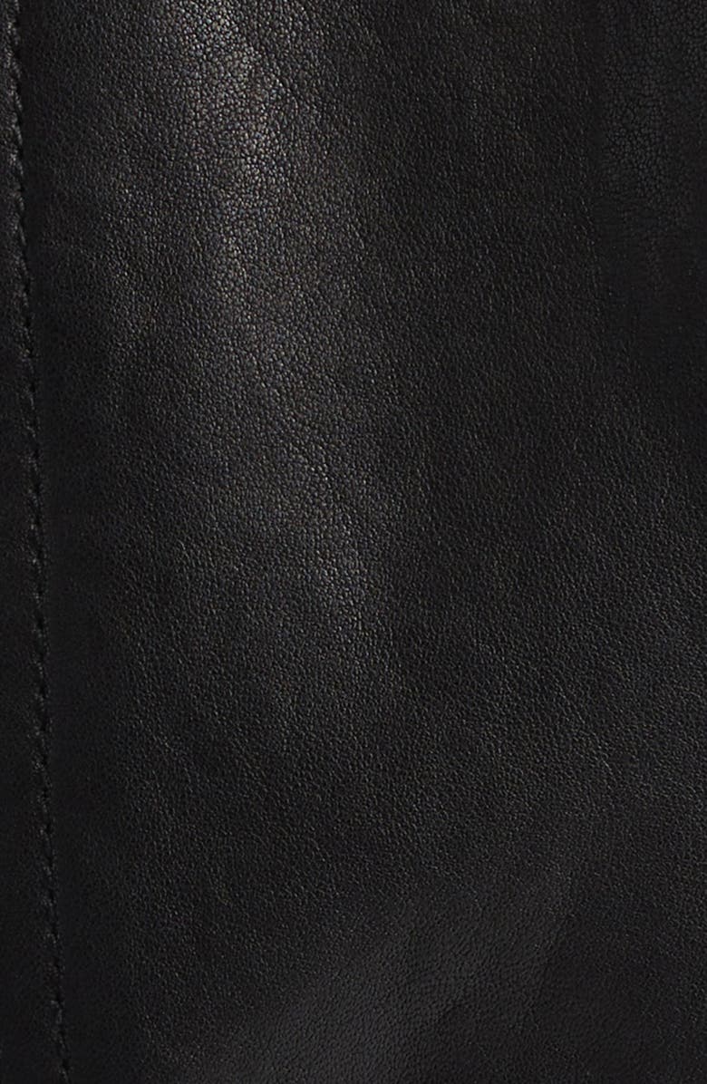 Balmain Knit Collar Lambskin Leather Bomber Jacket, Alternate, color, 0Pa Black