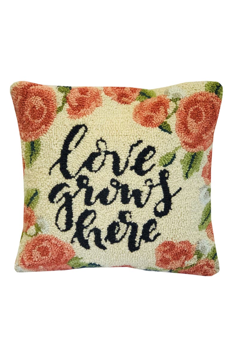R16 HOME Love Grows Here Pillow, Main, color, Cream Multi
