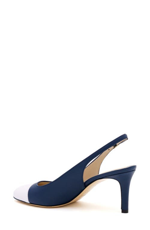 Amalfi By Rangoni Lauretta Slingback Cap Toe Pump In Navy Parm/white Parm