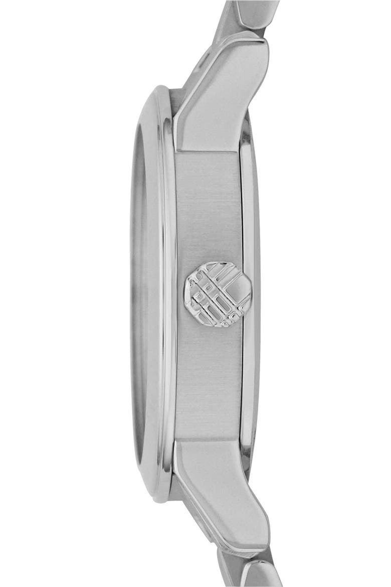 Small Check Stamped Bracelet Watch, 26mm, Alternate, color, SILVER
