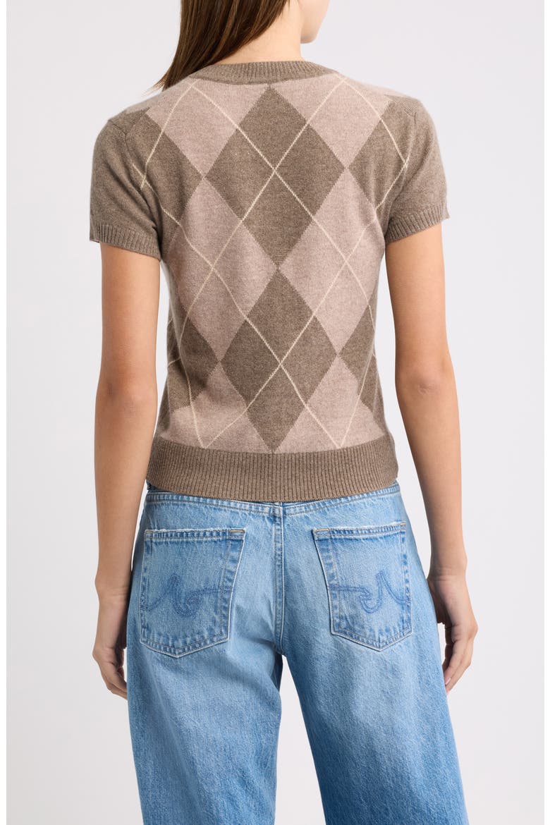 Darcy Short Sleeve Cashmere Sweater, Alternate, color, OAK ARGYLE