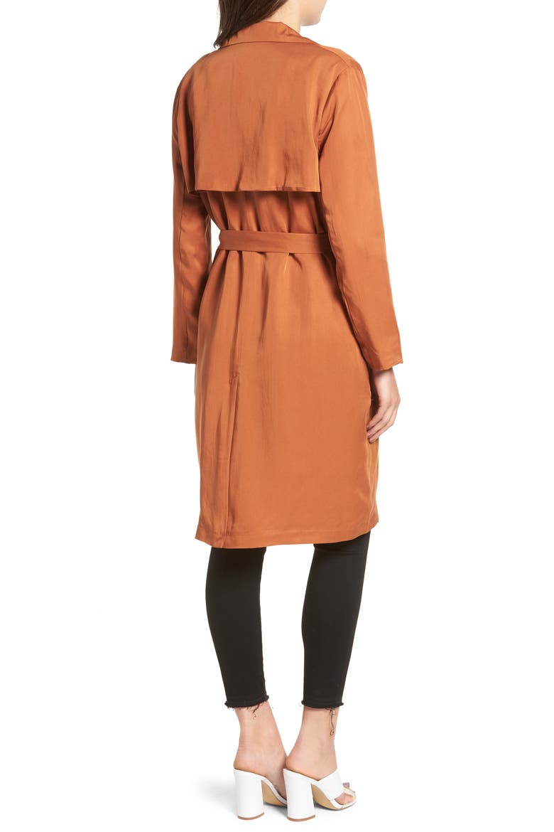 Carmen Belted Trench Coat, Alternate, color, BROWN