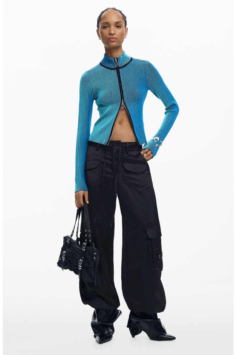 Front Zip Rib Jacket, Alternate, color, BLUE