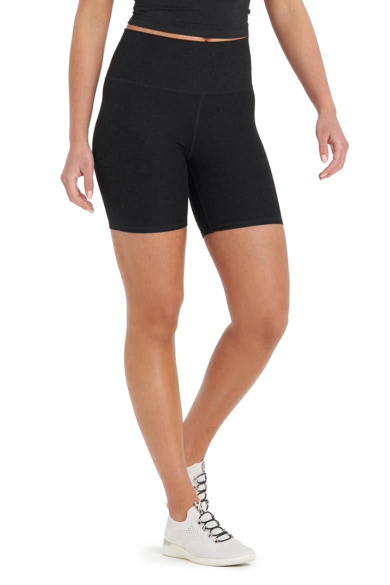 Clean Elevation High Waist Bike Shorts, Main, color, BLACK HEATHER