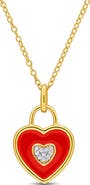 DELMAR Enamel & Diamond Heart Pendant Necklace