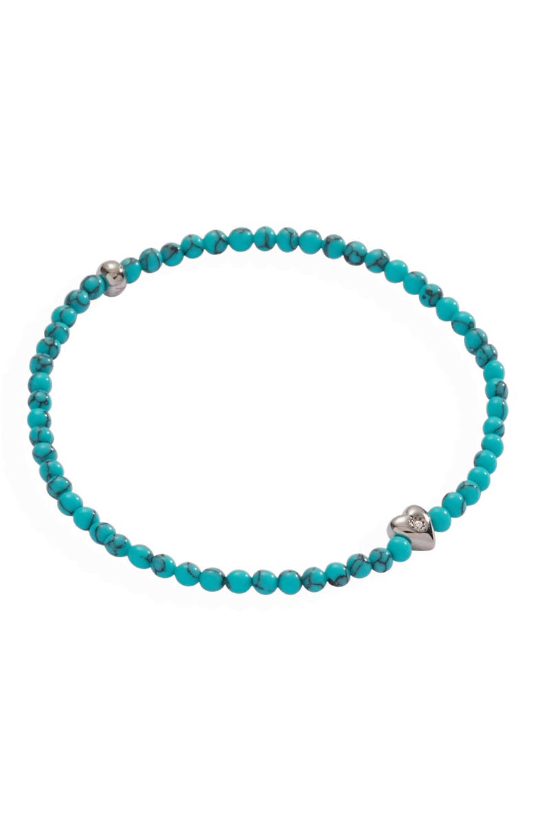 Alex and Ani Heart Turquoise Mini Stretch Bracelet, Main, color, Turquoise