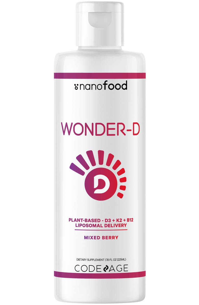 Codeage Wonder-D Vegan Vitamin D3 + K2 + B12 Liquid Supplement, Main, color, White