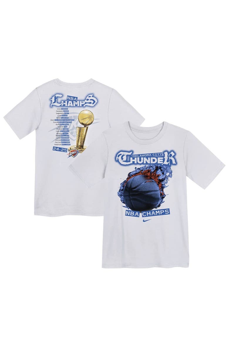 Nike Preschool Nike  White Oklahoma City Thunder 2025 NBA Finals Champions Parade Roster T-Shirt, Main, color, 