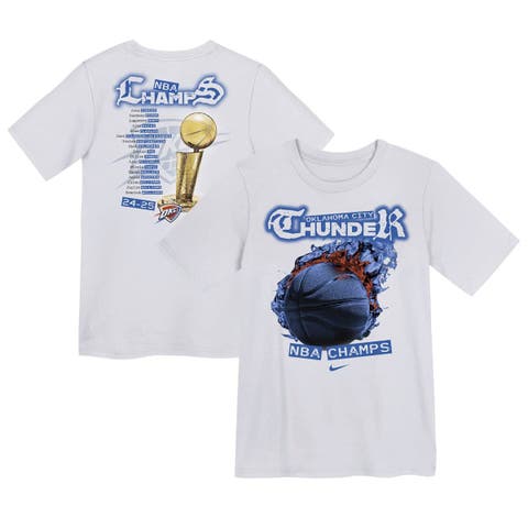 Preschool Nike  White Oklahoma City Thunder 2025 NBA Finals Champions Parade Roster T-Shirt