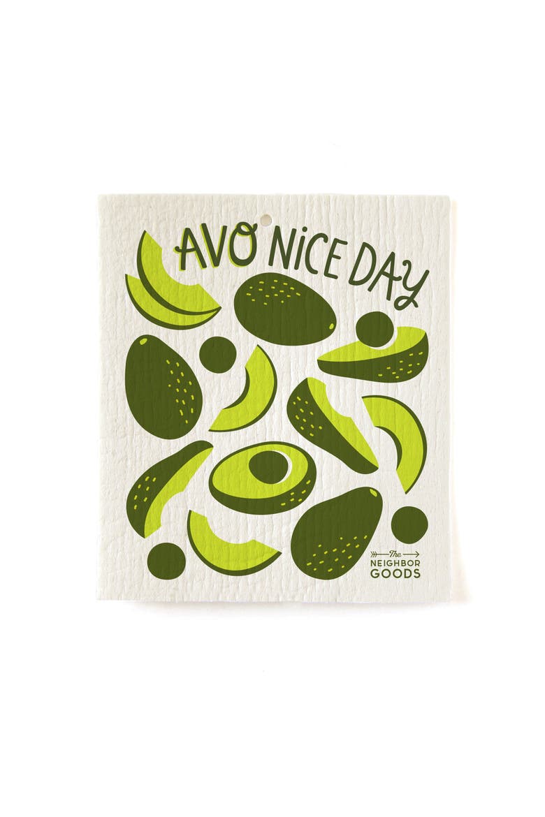 Avocado Dish Towel + Sponge Cloth Gift Set, Alternate, color, Green