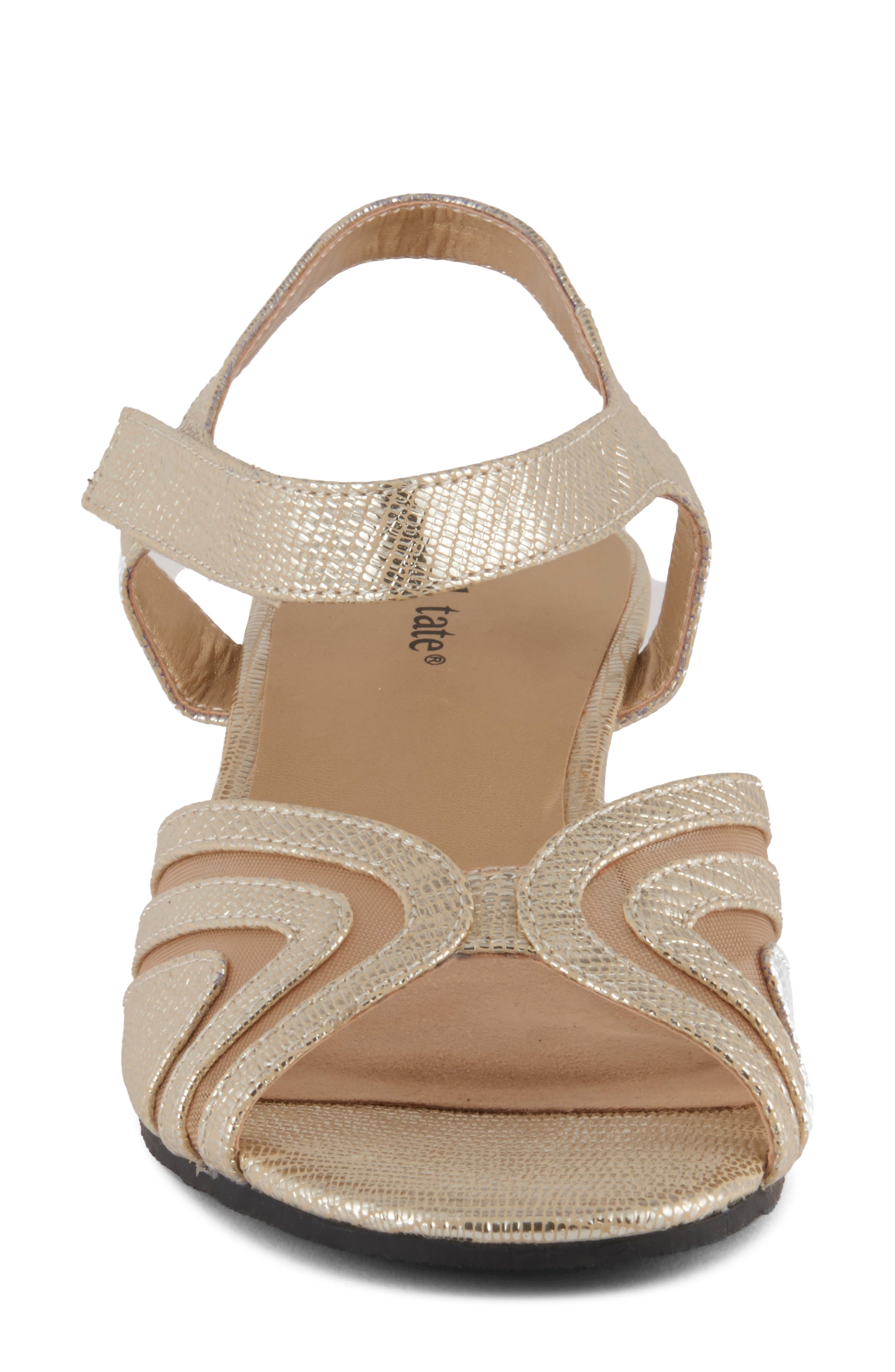 Abano Faux Leather Wedge Sandal, Alternate, color, GOLD PRINT