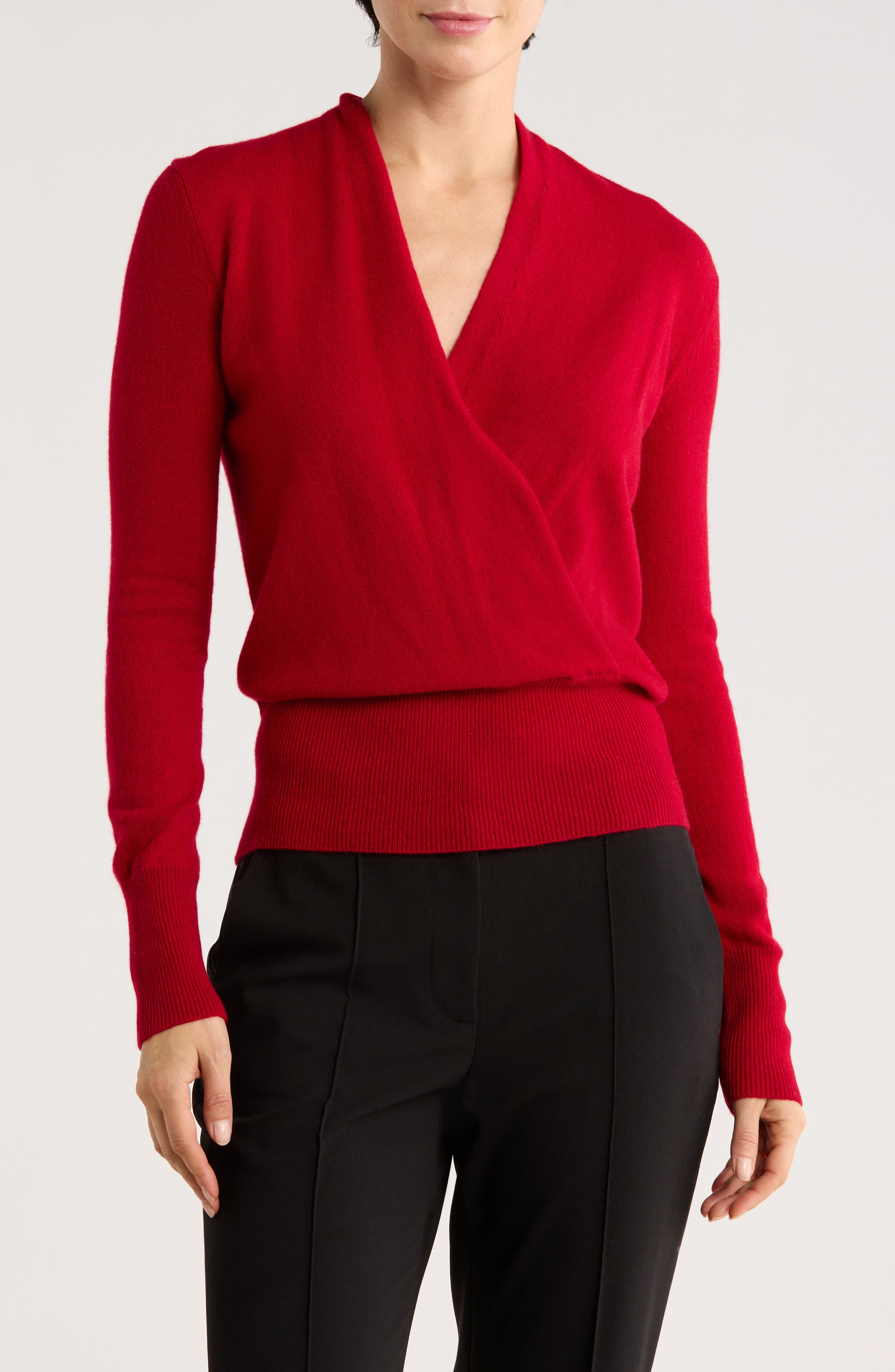 Sofia Cashmere Cashmere Faux Wrap Sweater