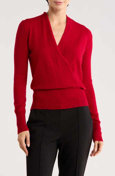 Sofia Cashmere Cashmere Faux Wrap Sweater