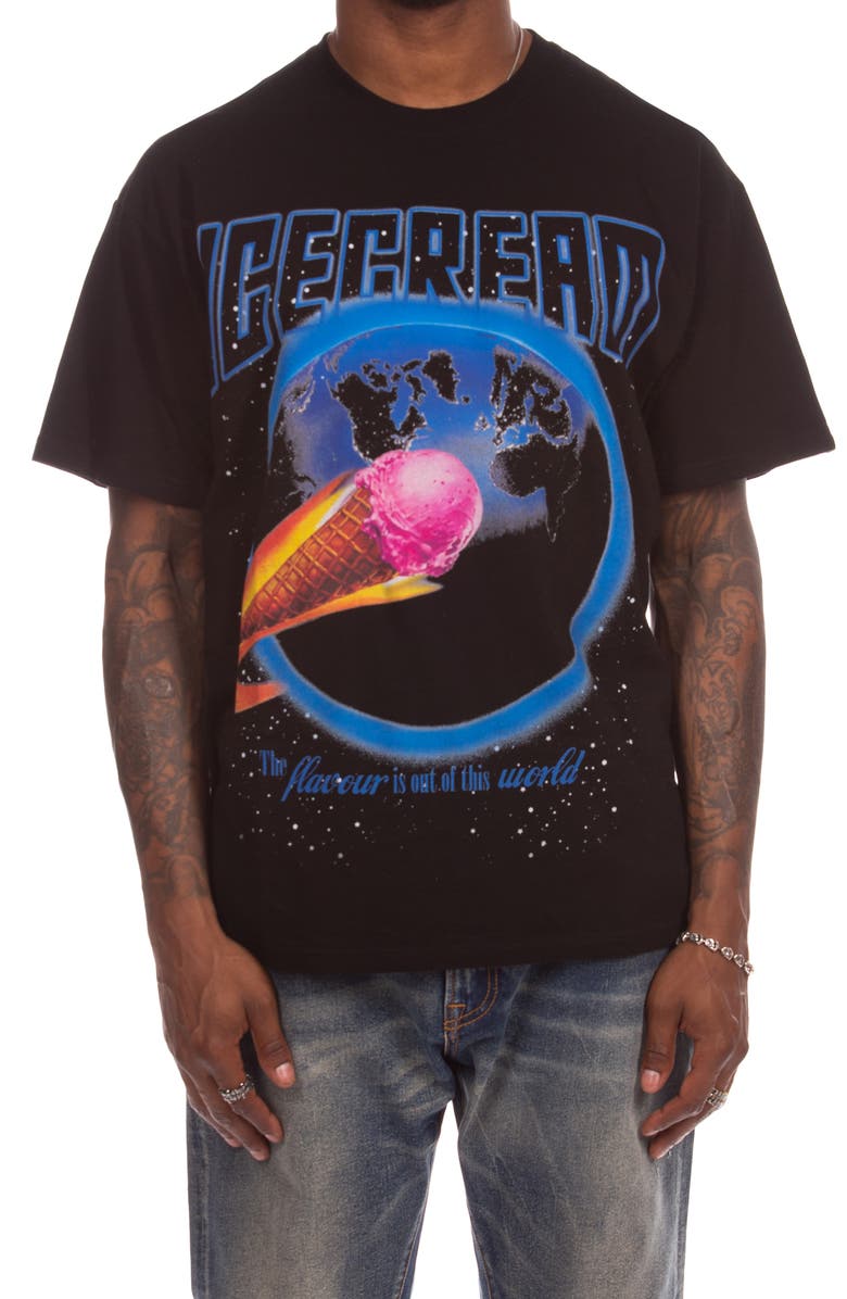 ICECREAM Streak Cotton Graphic T-Shirt, Main, color, Black