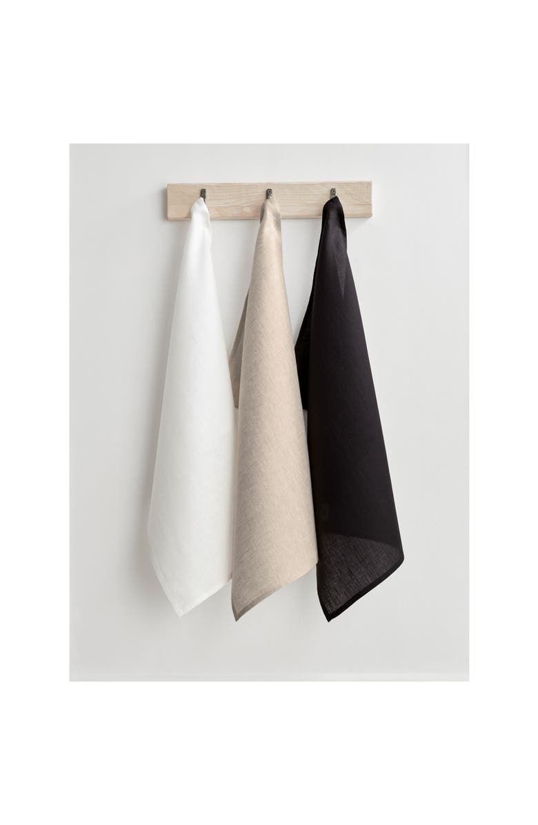 Solino Home Linen Kitchen Towels Set of 2, 17 x 26" - Kitchen Linen, Main, color, Natural / White / Black