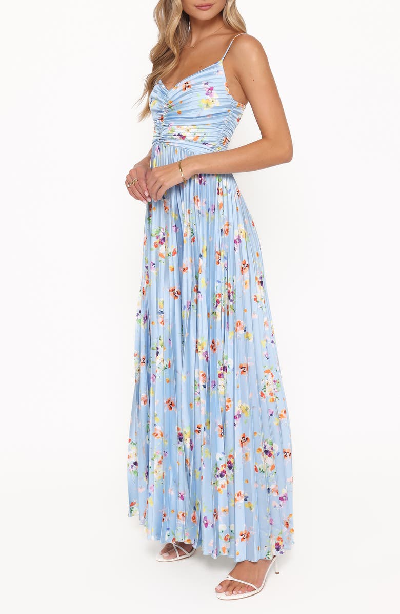 Petal & Pup Naira Floral Pleated Maxi Dress, Alternate, color, Cornflower Blue Floral
