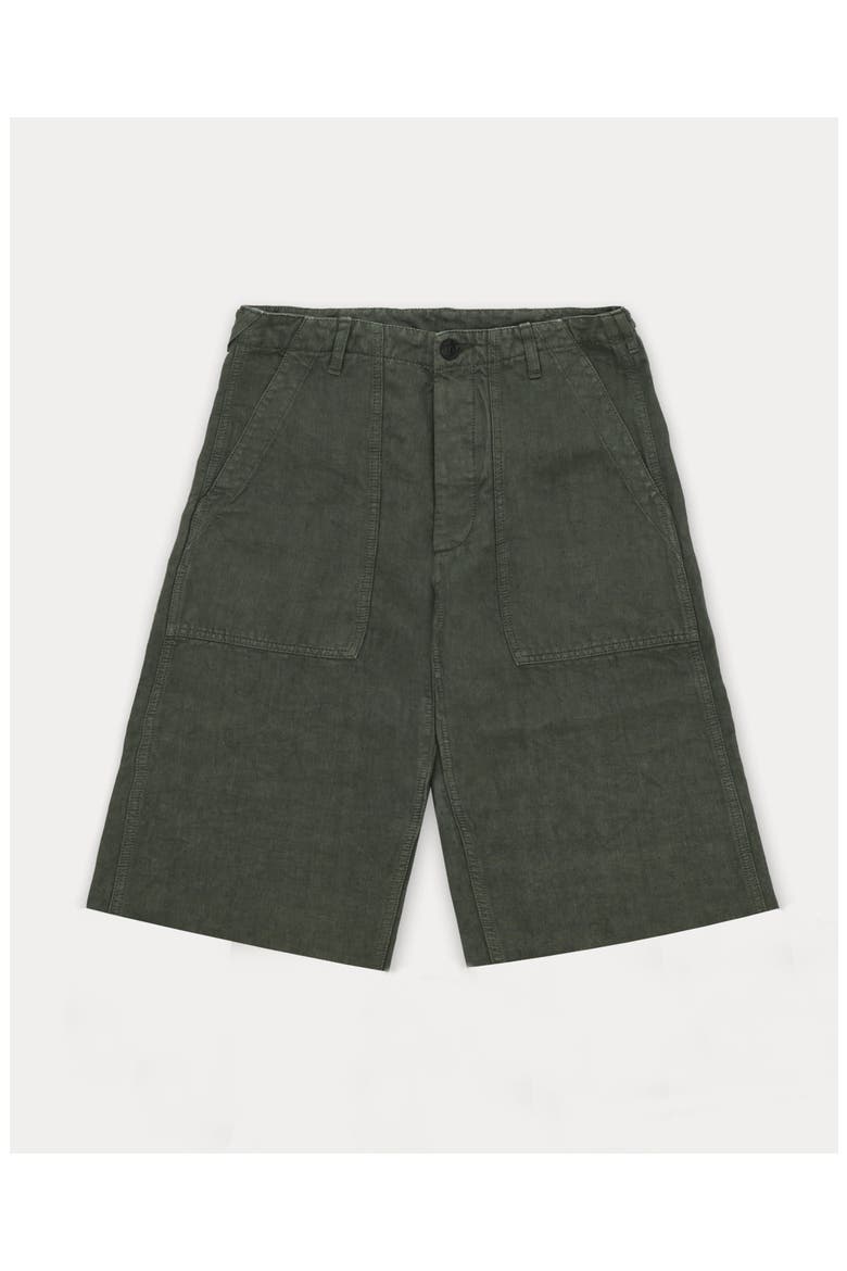 Simone Fatigue Linen Shorts, Main, color, Military Green