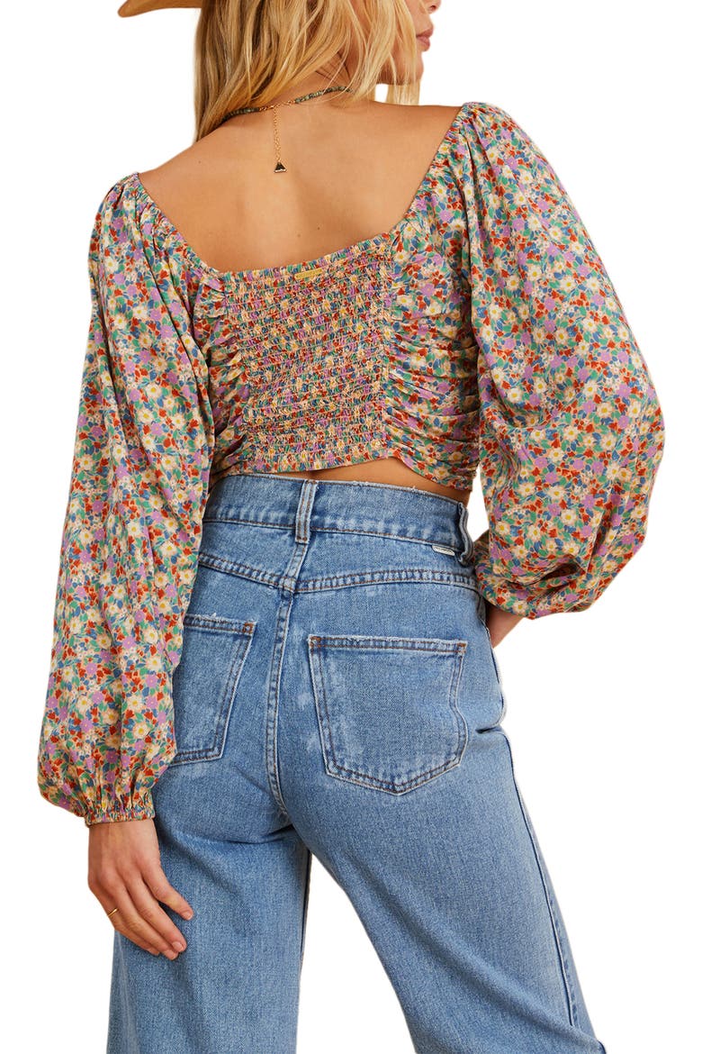 x The Salty Blonde Free Love Ruched Crop Top, Alternate, color, MULTI