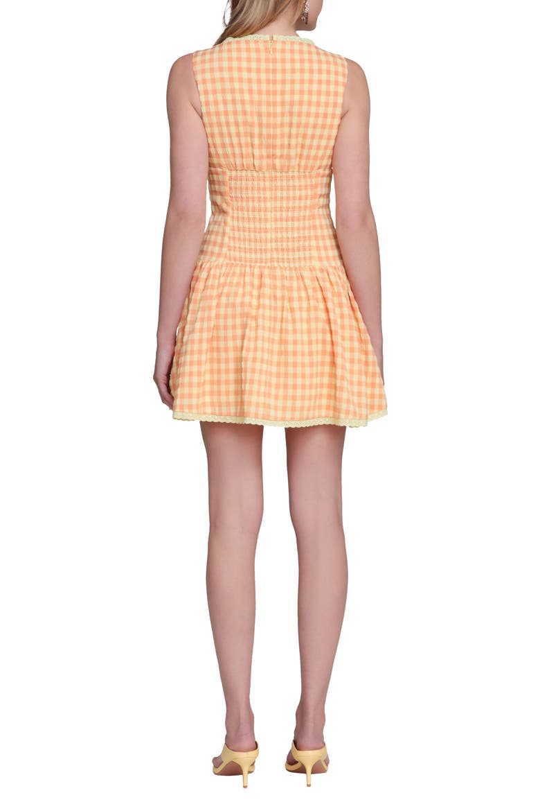Fit & Flare Gingham Minidress, Alternate, color, BRIGHT ORANGE GINGHAM