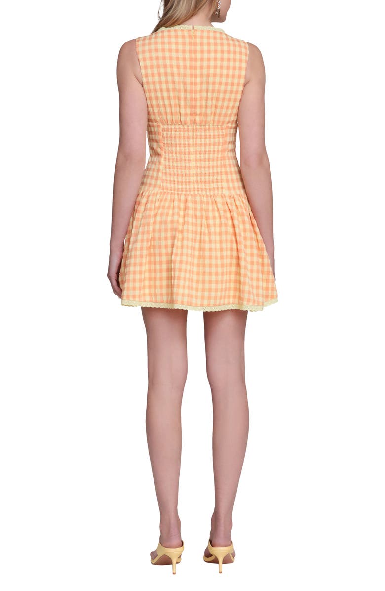 Avec Les Filles Fit & Flare Gingham Minidress, Alternate, color, Bright Orange Gingham