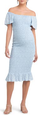 Ripe Maternity Selma Shirred Fitted Midi Dress