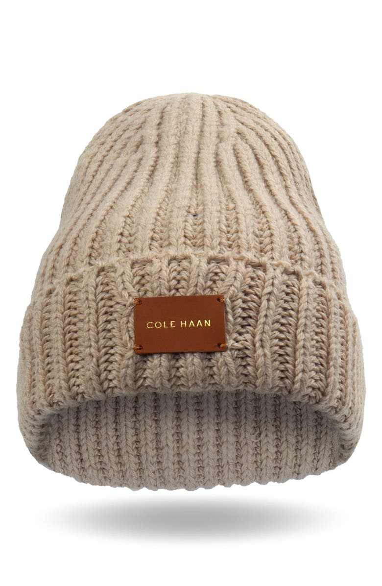 Cole Haan Chunky Cuff Beanie, Alternate, color, Light Sesame
