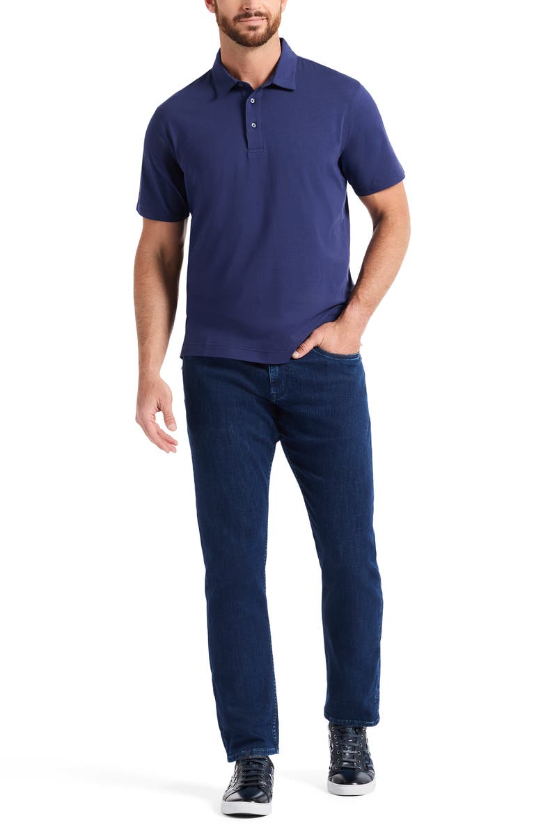 Robert Graham Furlan Solid Stretch Cotton Polo, Alternate, color, Navy