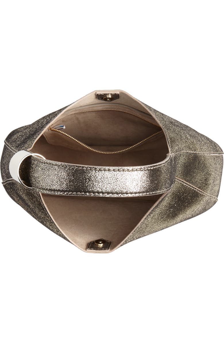 Jimmy Choo Steve Metallic Leather Hobo, Alternate, color,