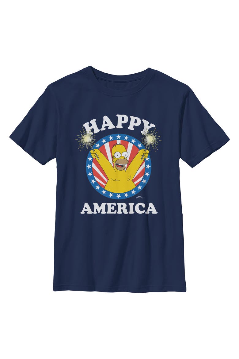 Boys The Simpsons Happy and Festive Homer T Shirt, Main, color, Navy Blue