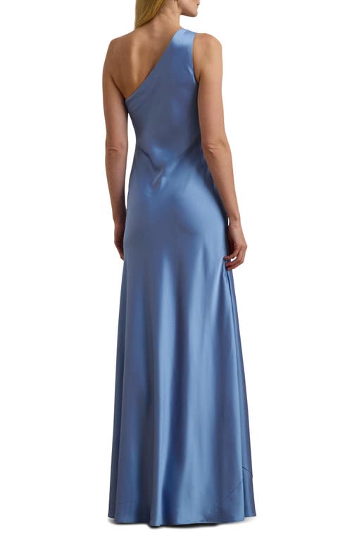 Ralph Lauren Lauren  Satin Charmeuse One-shoulder Gown In Sky Blue