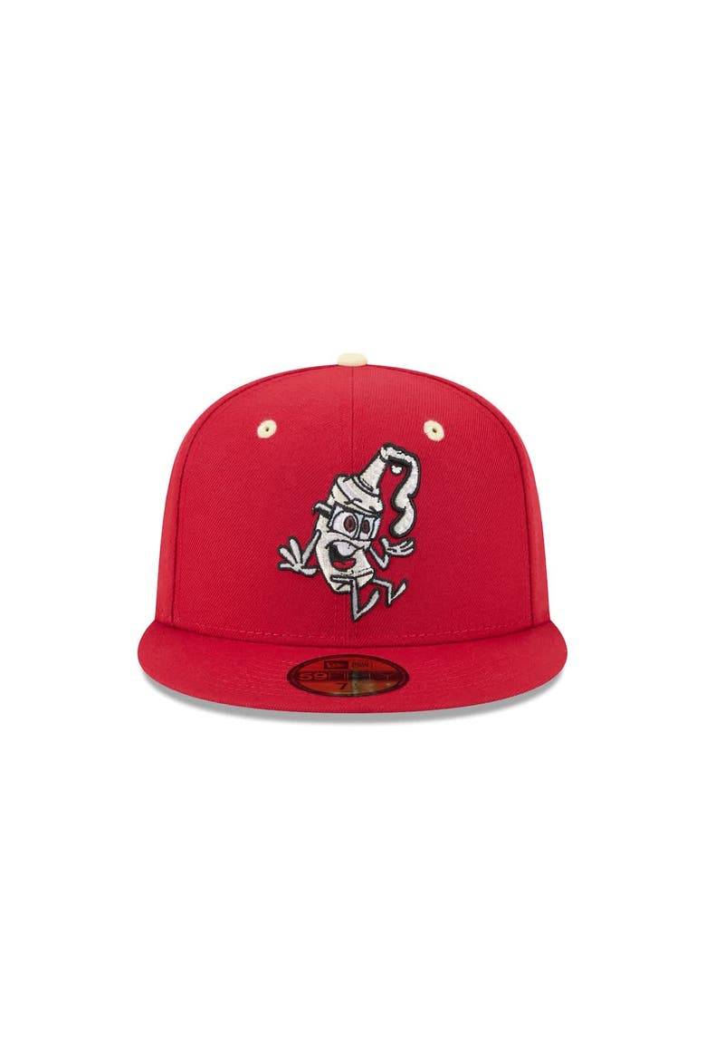 Men's New Era  Red Rocket City Trash Pandas Theme Nights 59FIFTY Fitted Hat, Alternate, color, Red