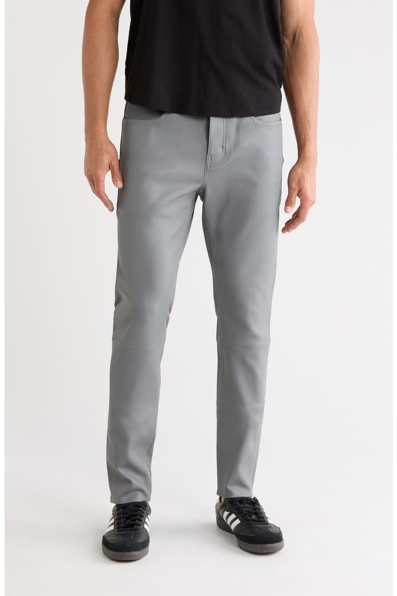 Slim Fit Leather Pants, Main, color, GREY