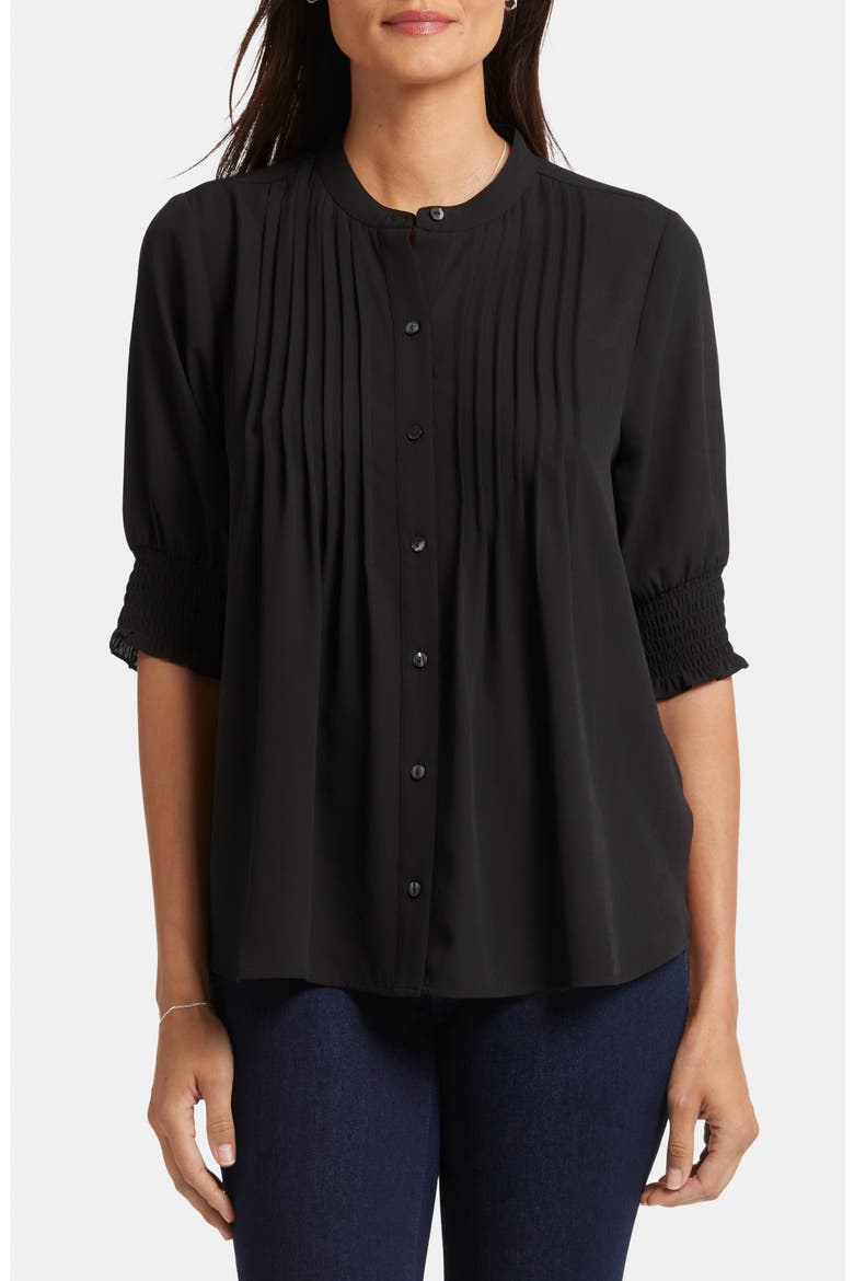 Pleated Peasant Blouse, Main, color, BLACK