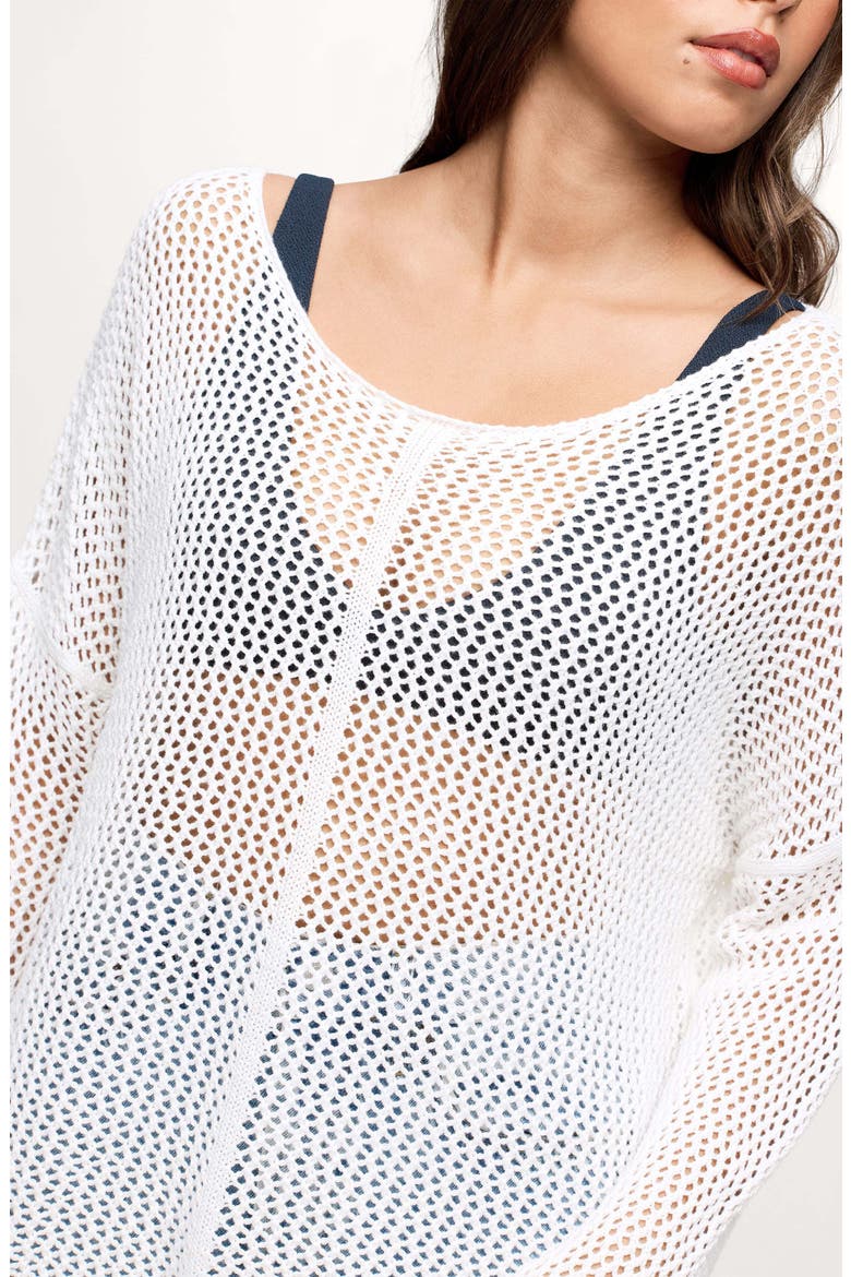 Summer Breeze Open Stitch Sweater, Alternate, color, WHITE