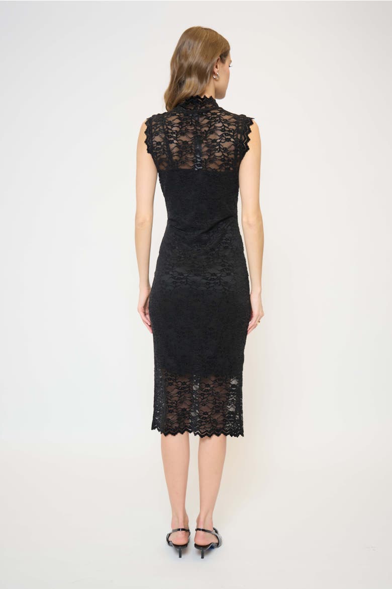 Stella Sleeveless Lace Turtleneck Midi Dress, Alternate, color, Black