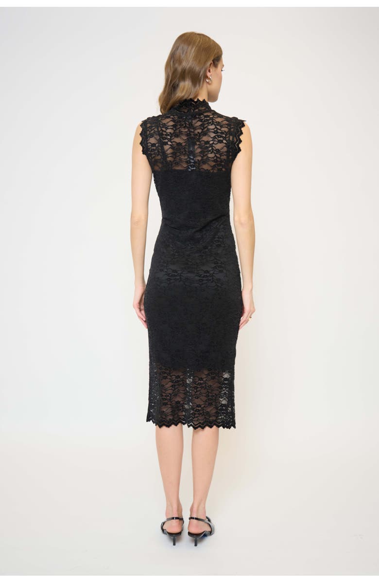 Central Park West Stella Sleeveless Lace Turtleneck Midi Dress, Alternate, color, Black