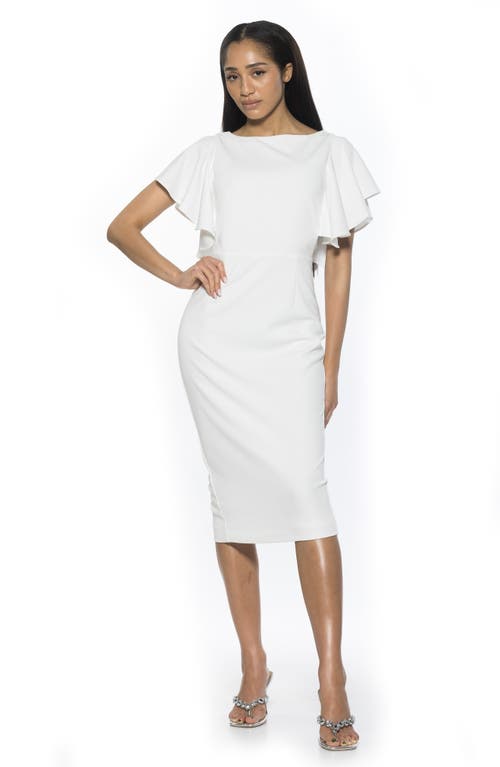 Alexia Admor Sherri Boatneck Ruffle Sleeve Midi Dress In Ivory