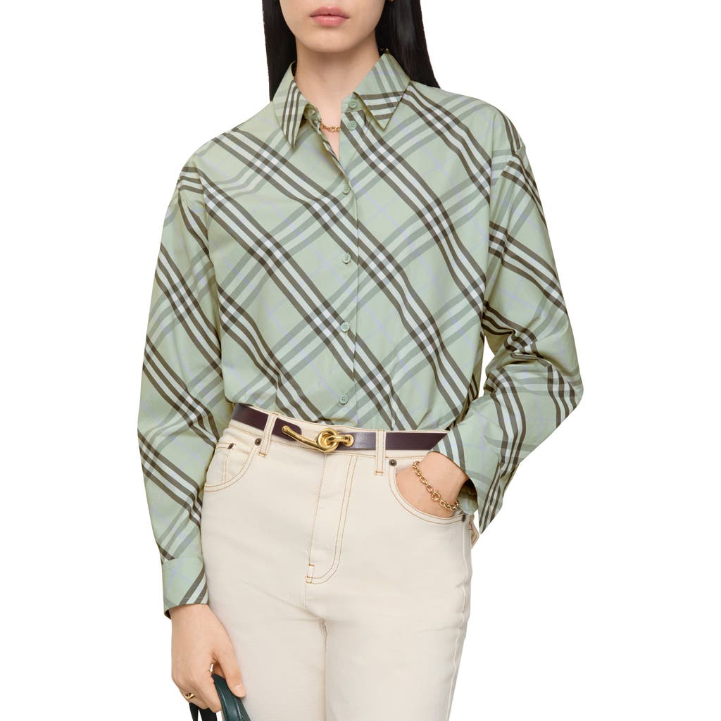 Burberry Relaxed Fit Check Cotton Shirt In Green