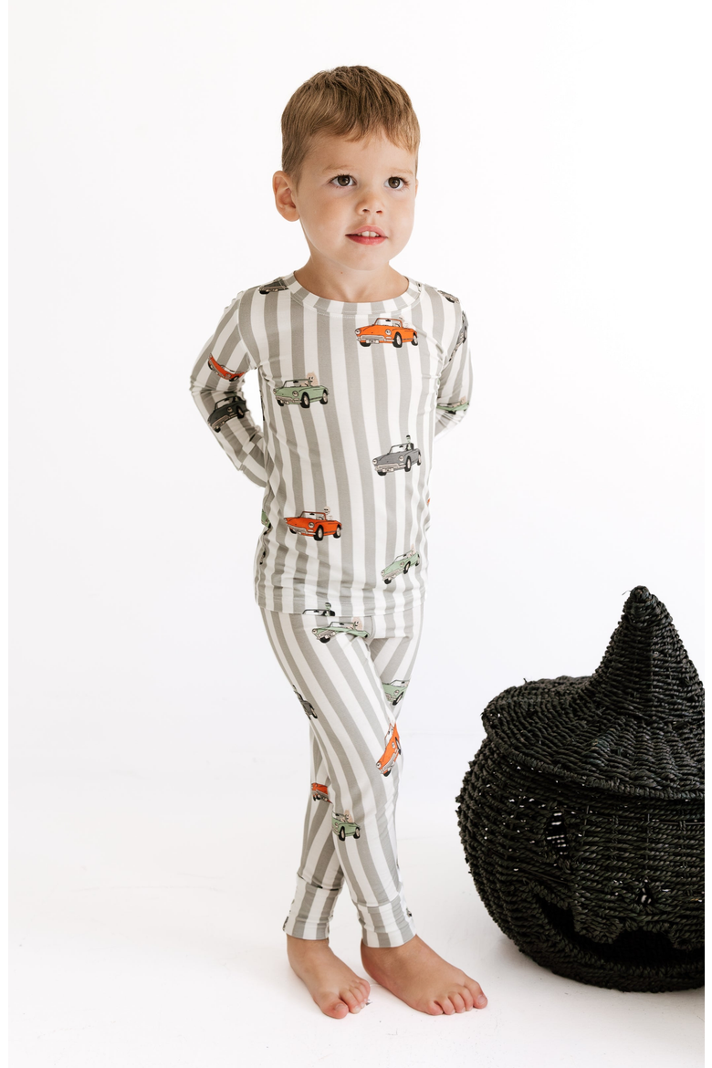 Spooky Little Riders Two Piece Pajama Set, Alternate, color, Grey / White
