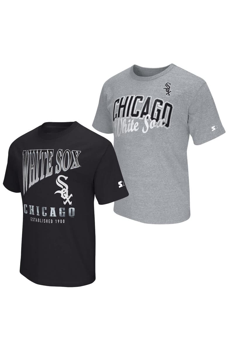 STARTER Men's Starter  Black/Heather Gray Chicago White Sox Two-Pack T-Shirt Set, Alternate, color, Black