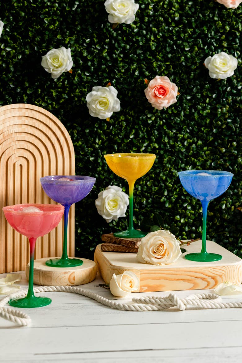 Ombre Flower Coupes, Assorted Colors, Set of 4, Alternate, color, Multi