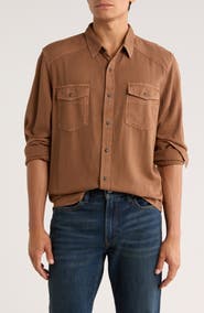 Lucky Brand Herringbone Washed Western Shirt