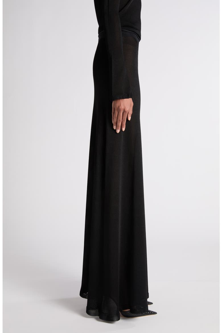 Liquid Viscose Blend A-Line Maxi Skirt, Alternate, color, BLACK