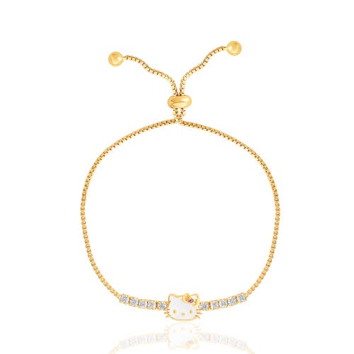 Hello Kitty Sally Rose 925 Yg Plt Cz  Lariat Bracelet In Gold
