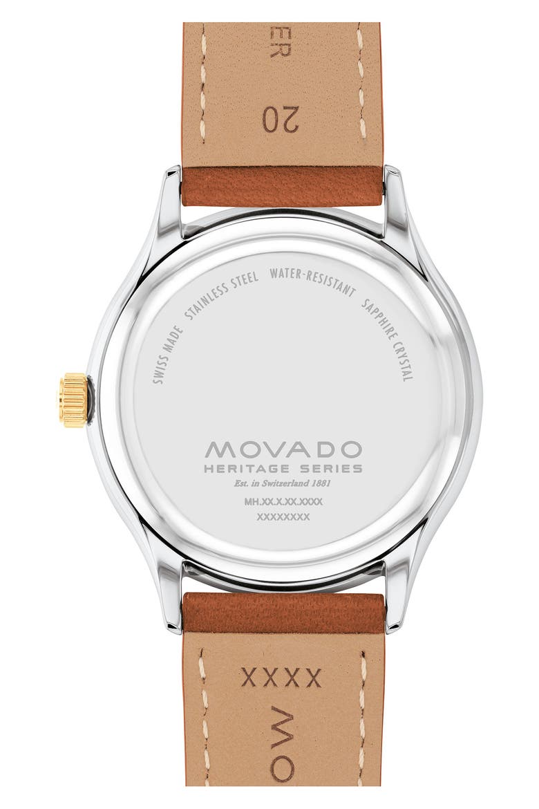 Heritage Calendoplan Leather Strap Watch, 40mm, Alternate, color, GREEN