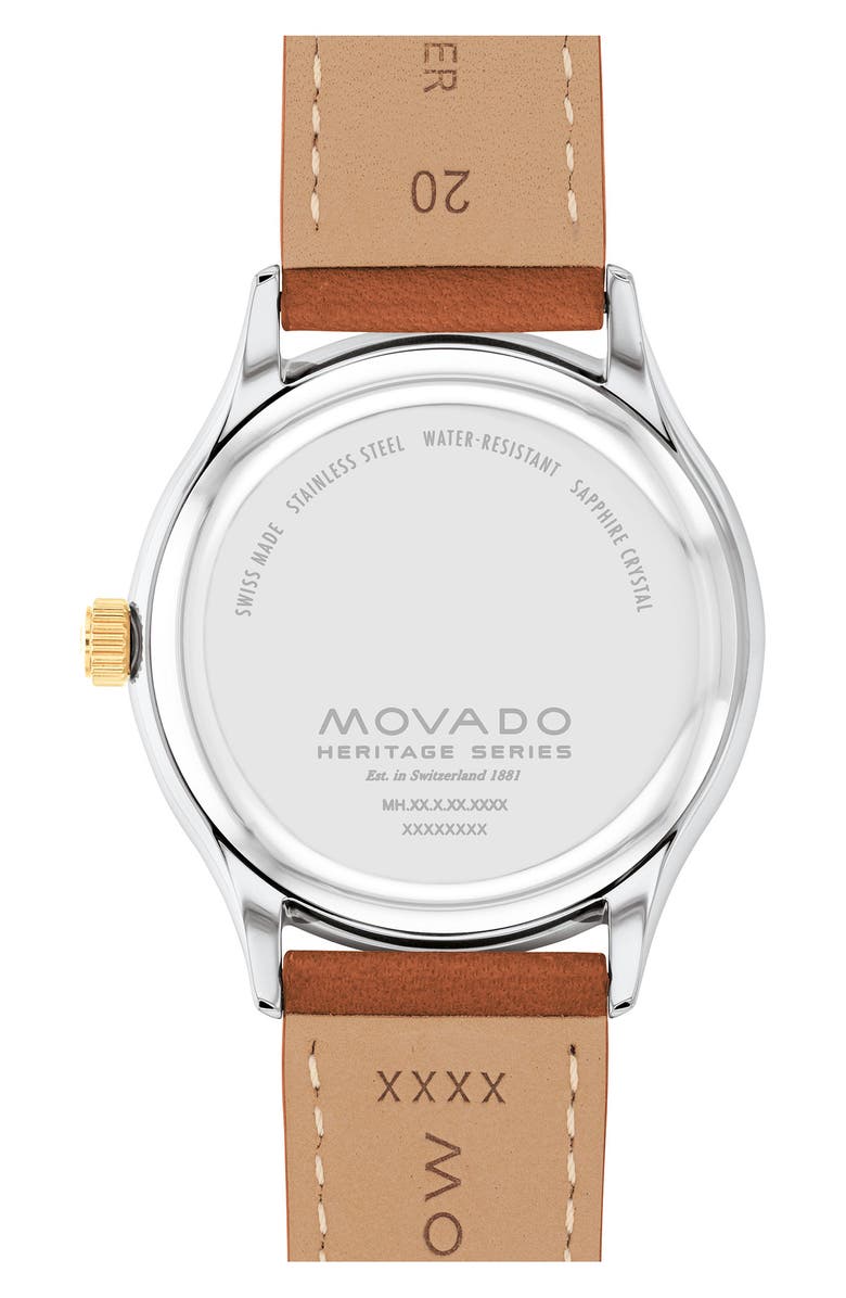 Movado Heritage Calendoplan Leather Strap Watch, 40mm, Alternate, color,
