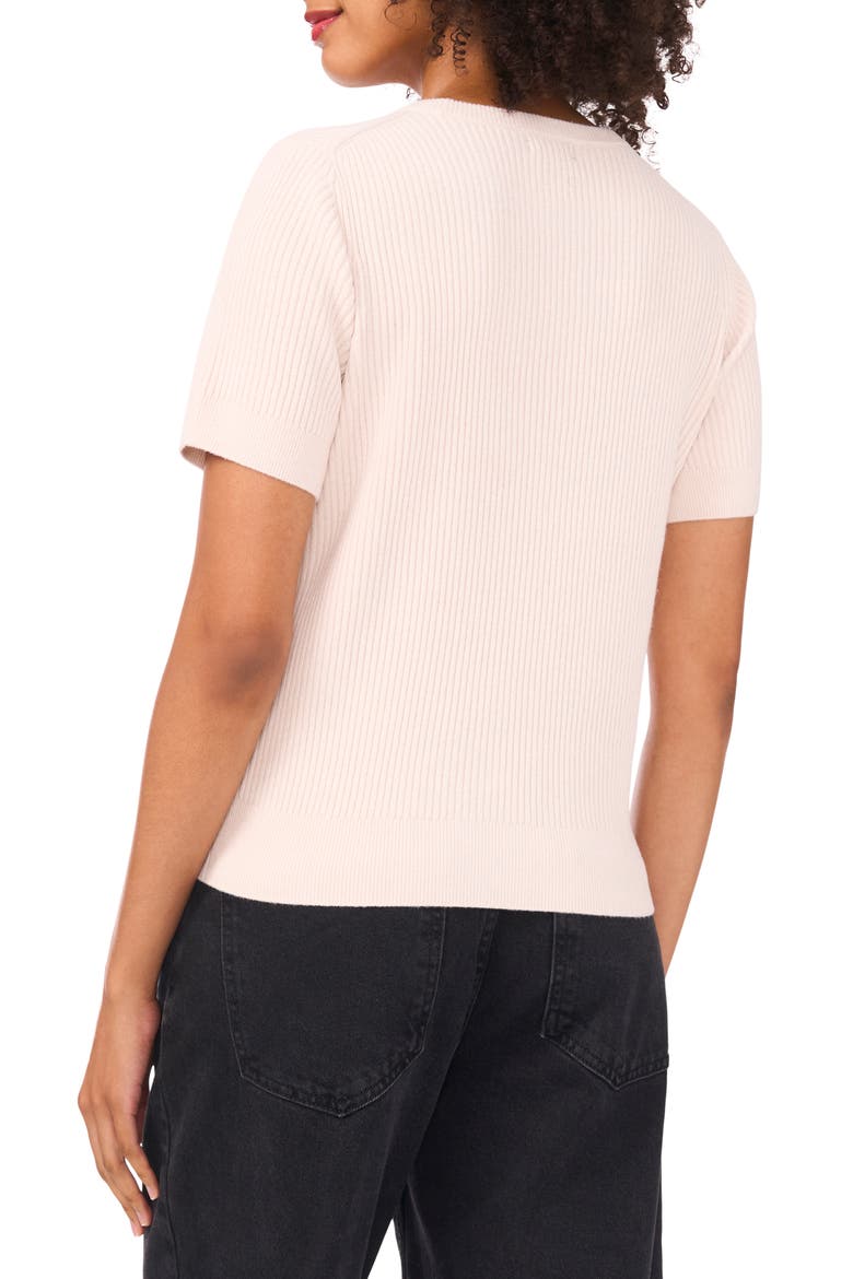 Short Sleeve Rib Sweater Top, Alternate, color, SUGAR HEATHER