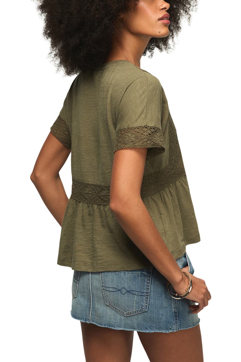 Lace Trim Peplum T-Shirt, Alternate, color, DUSTY OLIVE